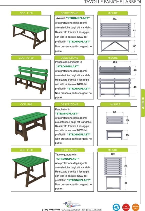 Tavolo e panche in plastica eterogenea